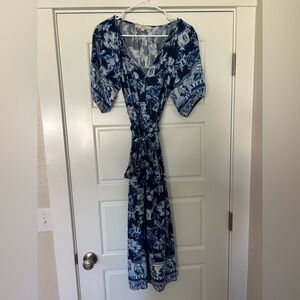 LOFT Navy Floral Maxi Dress